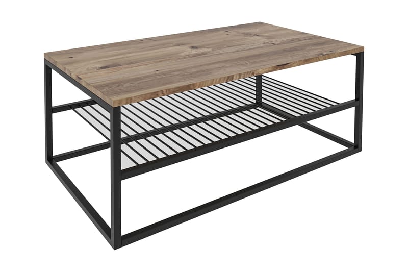 Sofabord NO_BRAND Emlak Sofabord 95 cm Marmormønster med Oppbevaring Hylle Svart,Trä/Natur - Møbler - Bord - Sofabord & salongbord