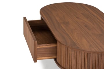 Sofabord Noira 118 cm Ovalt med Oppbevaring Skuff - Brun / Mørkebrunt Tre / Ribbet - Møbler - Bord - Sofabord & salongbord - Sofabord med oppbevaring