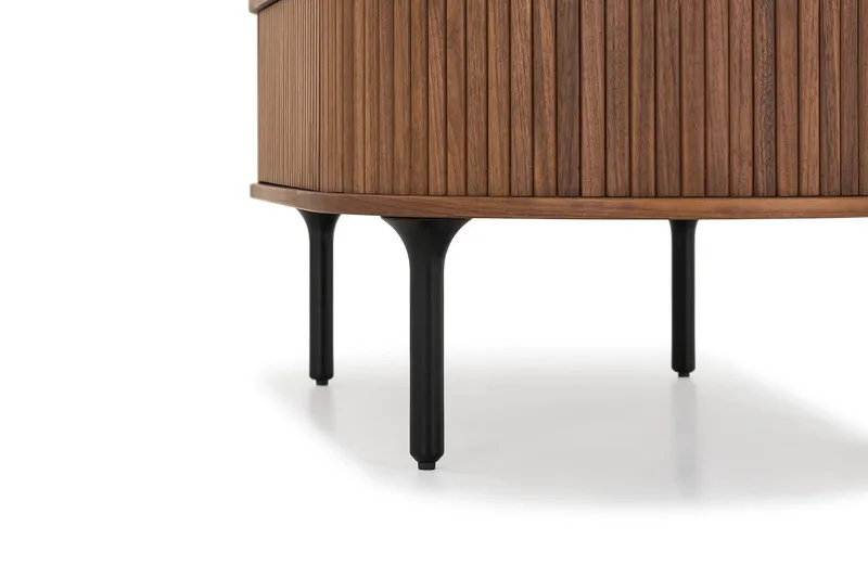 Sofabord Noira 118 cm Ovalt med Oppbevaring Skuff - Brun / Mørkebrunt Tre / Ribbet - Møbler - Bord - Sofabord & salongbord - Sofabord med oppbevaring