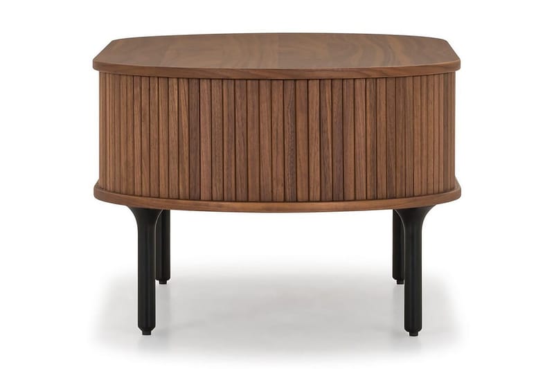 Sofabord Noira 118 cm Ovalt med Oppbevaring Skuff - Brun / Mørkebrunt Tre / Ribbet - Møbler - Bord - Sofabord & salongbord - Sofabord med oppbevaring