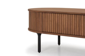 Sofabord Noira 118 cm Ovalt med Oppbevaring Skuff - Brun / Mørkebrunt Tre / Ribbet - Møbler - Bord - Sofabord & salongbord - Sofabord med oppbevaring