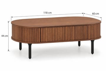 Sofabord Noira 118 cm Ovalt med Oppbevaring Skuff - Brun - Møbler - Bord - Sofabord & salongbord - Sofabord med oppbevaring