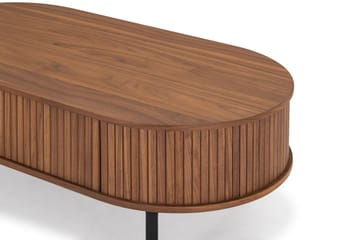 Sofabord Noira 118 cm Ovalt med Oppbevaring Skuff - Valnøtt/Svart - Møbler - Bord - Sofabord & salongbord
