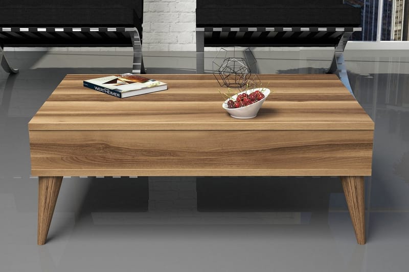 Sofabord Nyarai 90 cm med Oppbevaringshylle - Valnøttsbrun - Sofabord & salongbord
