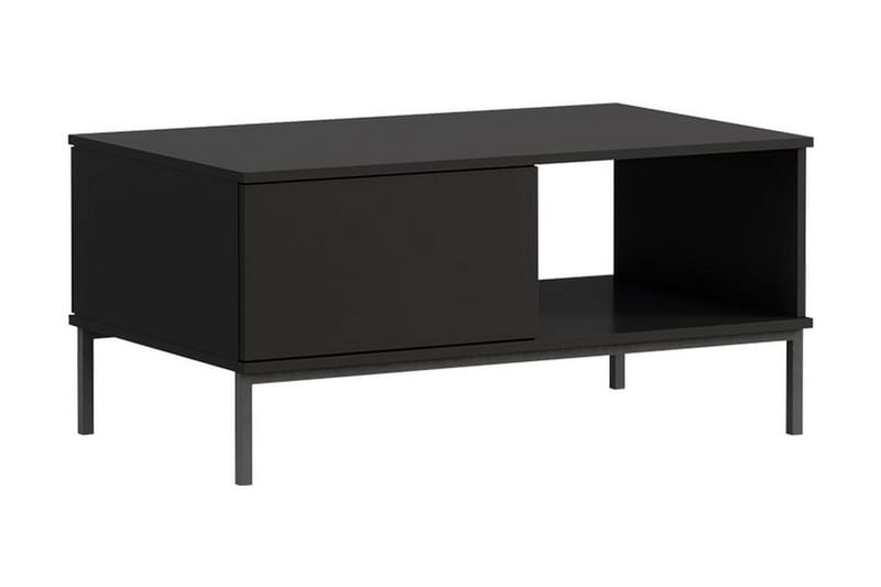 Sofabord Quertas 100 cm med Oppbevaring Hylle + Skuff - Svart - Sofabord & salongbord
