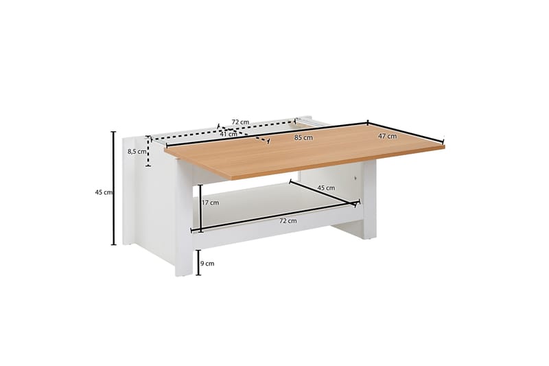 Sofabord Rachid 85 cm Rektangulær - Hvit - Sofabord & salongbord