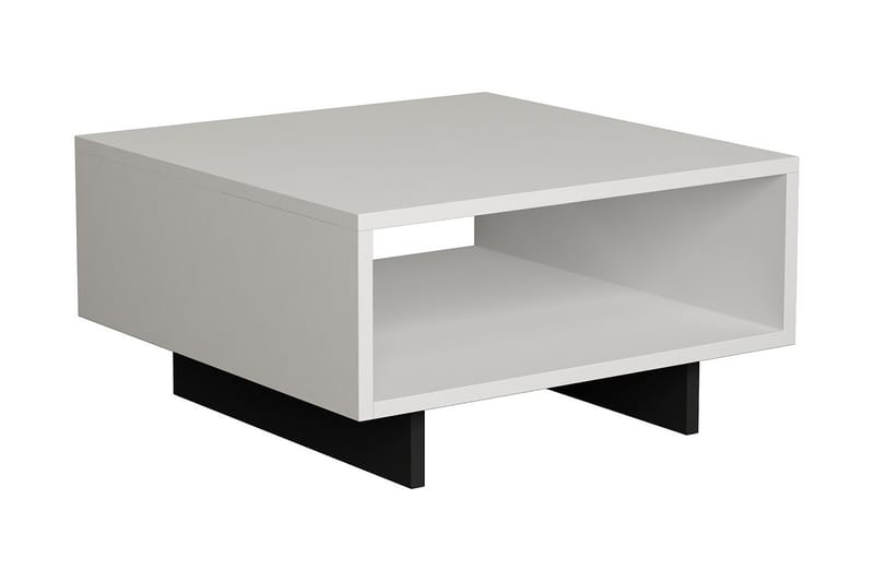 Sofabord Rammeina 60 cm med Oppbevaringshylle - Hvit/Mørkegrå - Sofabord & salongbord