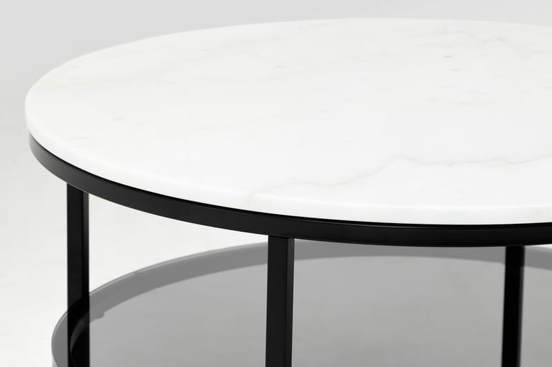Sofabord Riseine 80 cm Rundt Marmor - Hvit/Svart - Sofabord & salongbord - Marmorbord