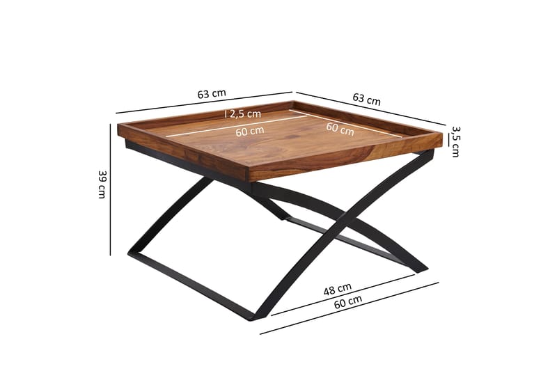 Sofabord Roe 63 cm - Massivt Tre/Svart - Møbler - Bord - Sofabord & salongbord