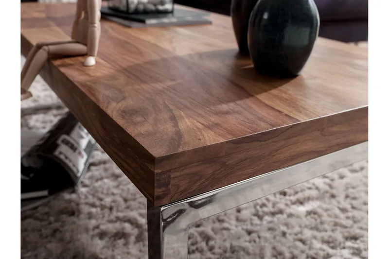 Sofabord Santarosa 120 cm - Massivt Tre/Krom - Møbler - Bord - Sofabord & salongbord