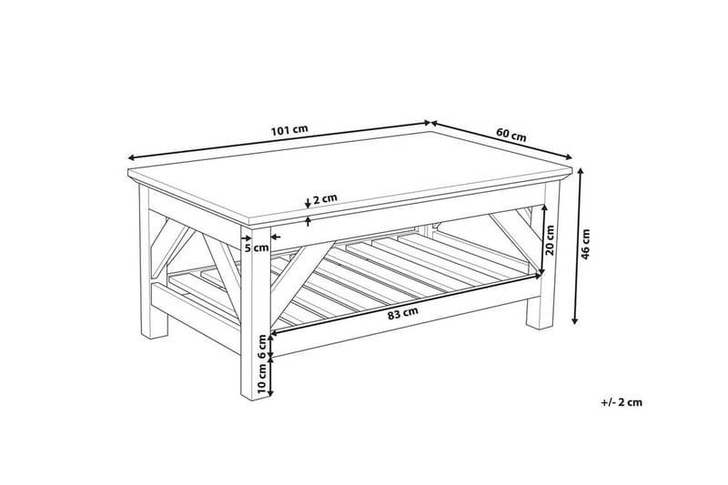 Sofabord Savanur 101 cm med Oppbevaringshylle - Lysebrun/Hvit - Sofabord & salongbord