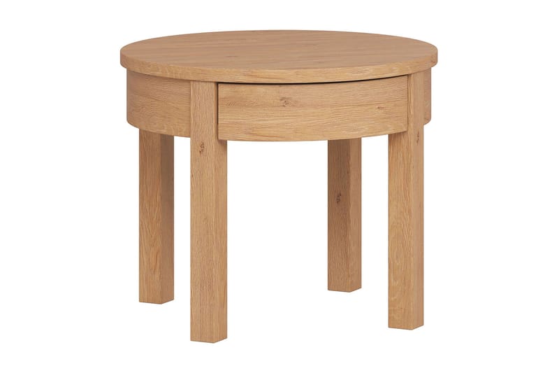 Sofabord Simple 54 cm Rundt med Oppbevaringshylle Natur - VOX - Møbler - Bord - Sofabord & salongbord