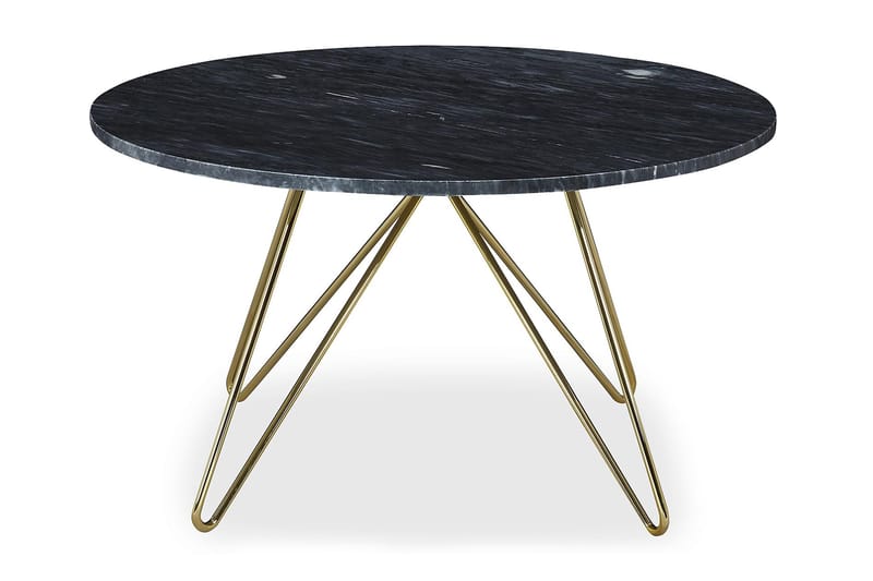 Sofabord Sisko 80 cm Rundt Marmor - Grå/Messing - Sofabord & salongbord - Marmorbord