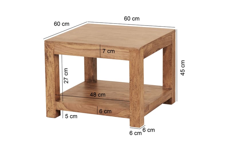 Sofabord Skelgill 60 cm med Oppbevaringshylle - Akacia - Møbler - Bord - Sofabord & salongbord