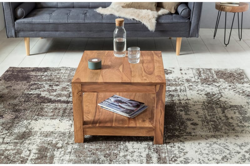 Sofabord Skelgill 60 cm med Oppbevaringshylle - Akacia - Møbler - Bord - Sofabord & salongbord