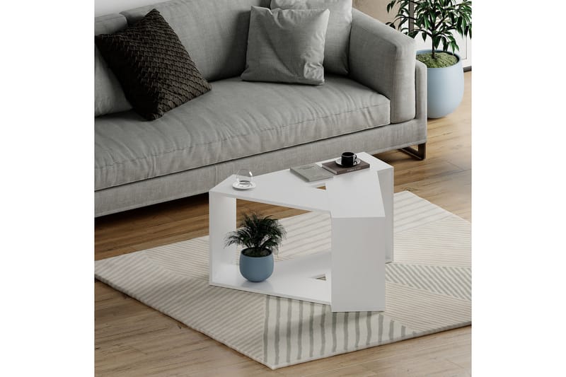 Sofabord Skoglund 100x52x100 cm - Hvit - Sofabord & salongbord