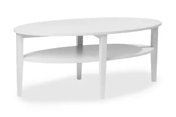 Sofabord Svedjan 120 cm Ovalt med Oppbevaringshylle Hvit - Hvit / Tre - Møbler - Bord - Sofabord & salongbord - Sofabord med oppbevaring