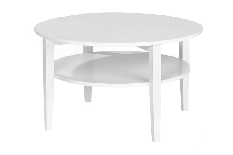 Sofabord Svedjan 80 cm Rundt med Oppbevaringshylle Hvit - Hvit - Sofabord med oppbevaring - Sofabord & salongbord