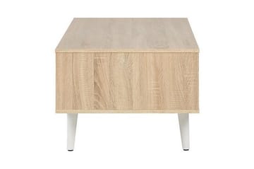 Sofabord Swansia 120 cm med Oppbevaring Skåp + Hylle - Lysebrun/Hvit - Møbler - Bord - Sofabord & salongbord
