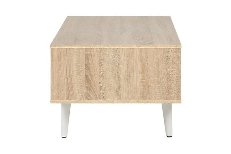 Sofabord Swansia 120 cm med Oppbevaring Skåp + Hylle - Lysebrun/Hvit - Møbler - Bord - Sofabord & salongbord