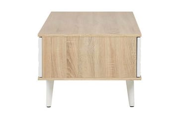 Sofabord Swansia 120 cm med Oppbevaring Skåp + Hylle - Lysebrun/Hvit - Møbler - Bord - Sofabord & salongbord
