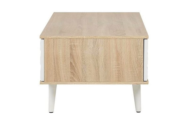 Sofabord Swansia 120 cm med Oppbevaring Skåp + Hylle - Lysebrun/Hvit - Møbler - Bord - Sofabord & salongbord