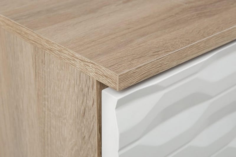 Sofabord Swansia 120 cm med Oppbevaring Skåp + Hylle - Lysebrun/Hvit - Møbler - Bord - Sofabord & salongbord