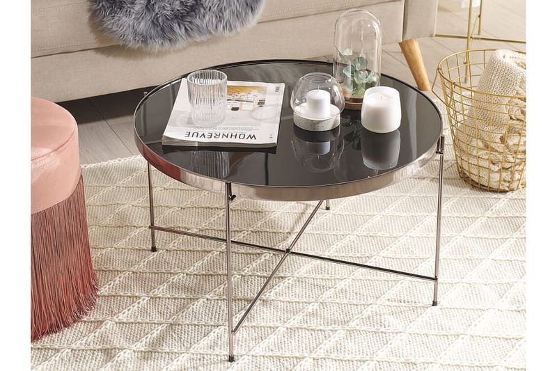 Sofabord Taiylor 63 cm Rundt - Glass/Silver - Møbler - Bord - Sofabord & salongbord