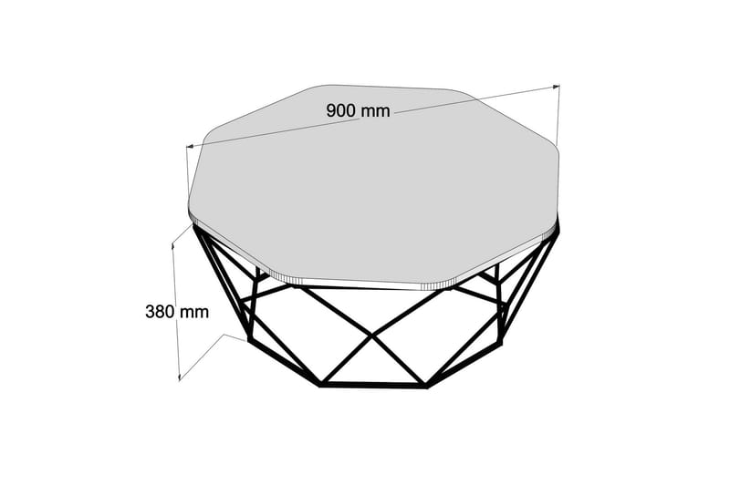 Sofabord Tanamo 90 cm Kantigt - Hvit/Svart - Sofabord & salongbord