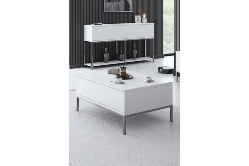Sofabord Tejmon 90 cm - Hvit/Grå - Sofabord & salongbord