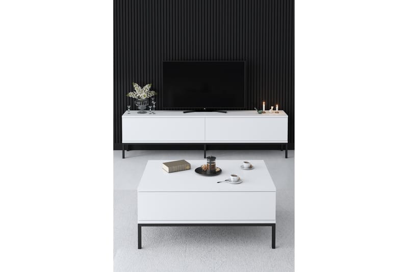 Sofabord Tejmon 90 cm - Hvit/Svart - Sofabord & salongbord
