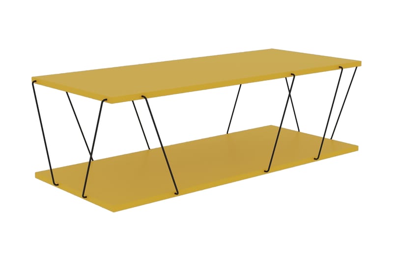 Sofabord Terande 120 cm med Oppbevaring Hylle - Gul/Svart - Sofabord & salongbord