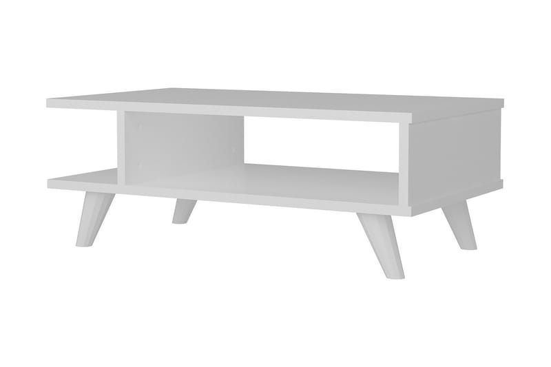 Sofabord Tessie 80 cm med Oppbevaringshylle - Hvit - Sofabord & salongbord