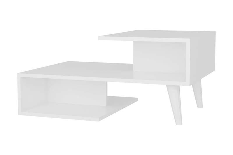 Sofabord Tessie 90 cm med Oppbevaringshyller - Hvit - Sofabord & salongbord
