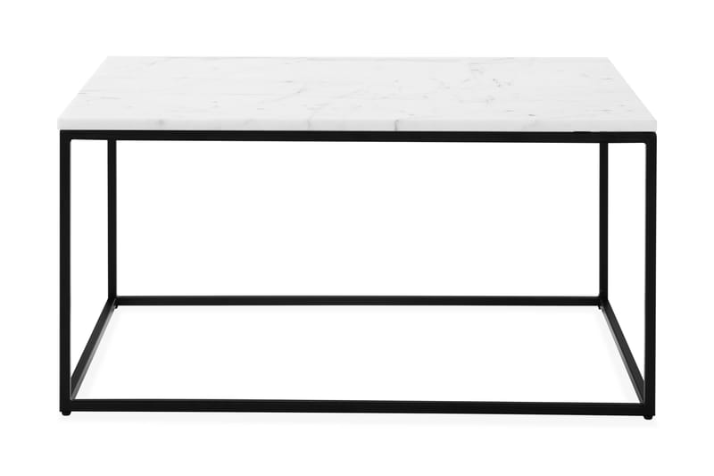 Sofabord Titania 90 cm Marmor - Hvit/Svarta Ben - Marmorbord - Sofabord & salongbord