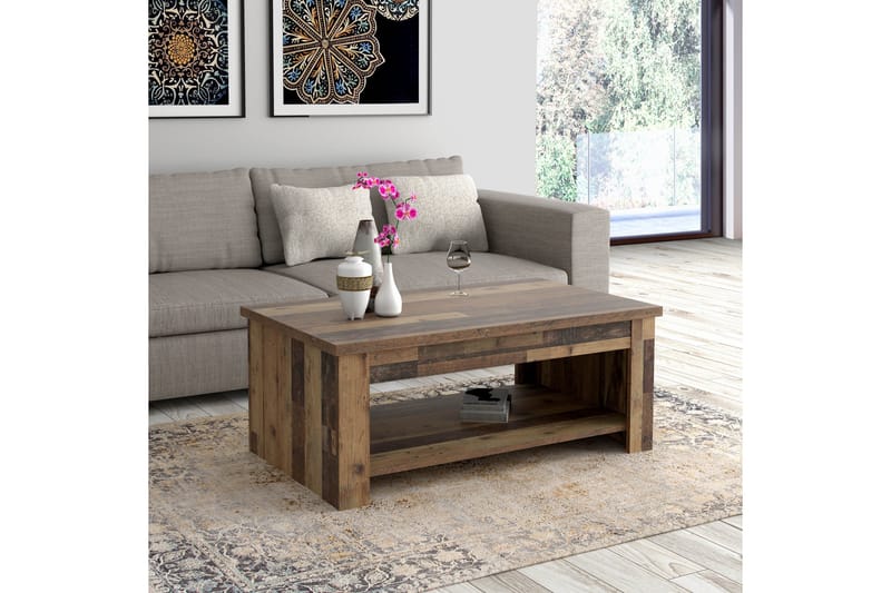 Sofabord Treknow 110 cm med Oppbevaringshylle - Brun - Sofabord & salongbord