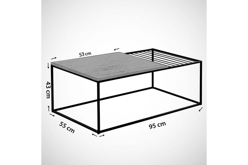 Sofabord Ubbeboda 95 cm Marmormønster Ribbor - Svart - Marmorbord - Sofabord & salongbord