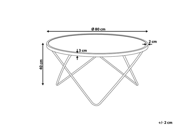 Sofabord Vanlaarhoven 80 cm Rundt Marmormønster - Glass/Hvit/Gull - Marmorbord - Sofabord & salongbord