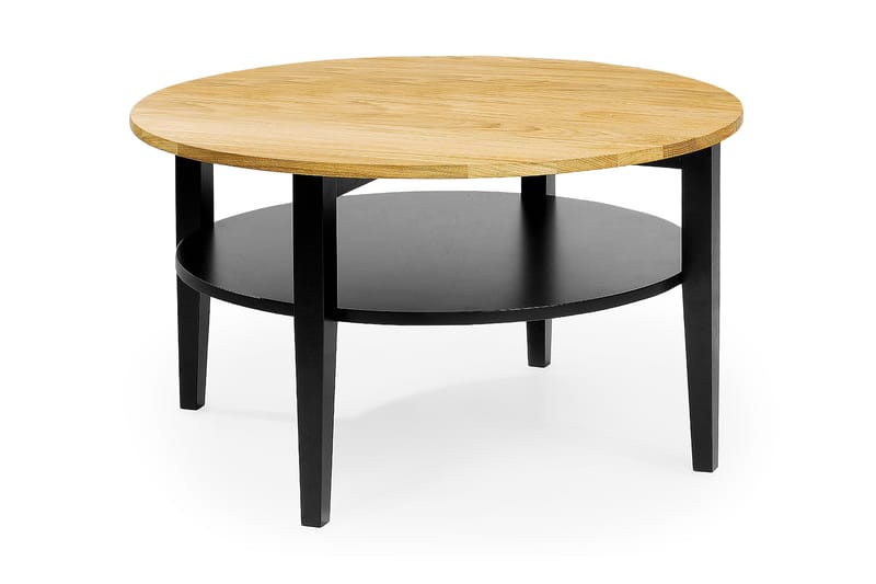 Sofabord Vanstad 80 cm Rundt med Oppbevaring Hylle - Sofabord & salongbord - Sofabord med oppbevaring