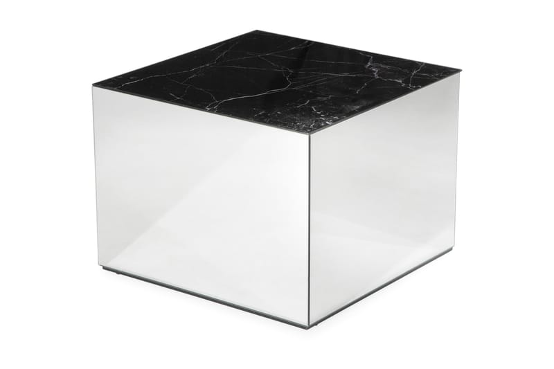 Sofabord Vathy 60 cm Marmormønster - Spegel/Glass/Svart - Marmorbord - Sofabord & salongbord