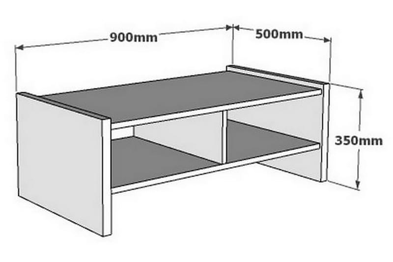 Sofabord Vernus 90 cm med Oppbevaringshyller - Hvit - Sofabord & salongbord