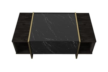 Sofabord Widegates 104 cm med Oppbevaringshyller + Lucka - Svart/Gull - Møbler - Bord - Sofabord & salongbord