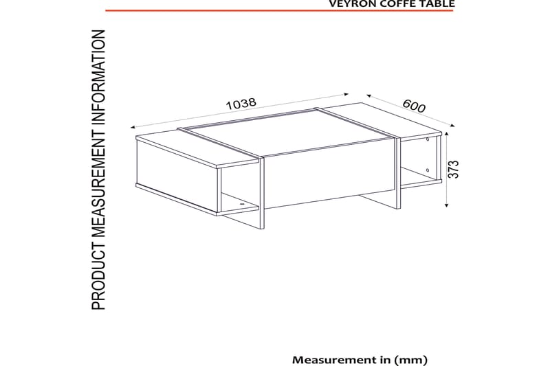 Sofabord Widegates 104 cm med Oppbevaringshyller + Lucka - Svart/Gull - Møbler - Bord - Sofabord & salongbord