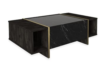Sofabord Widegates 104 cm med Oppbevaringshyller + Lucka - Svart/Gull - Møbler - Bord - Sofabord & salongbord