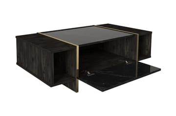 Sofabord Widegates 104 cm med Oppbevaringshyller + Lucka - Svart/Gull - Møbler - Bord - Sofabord & salongbord