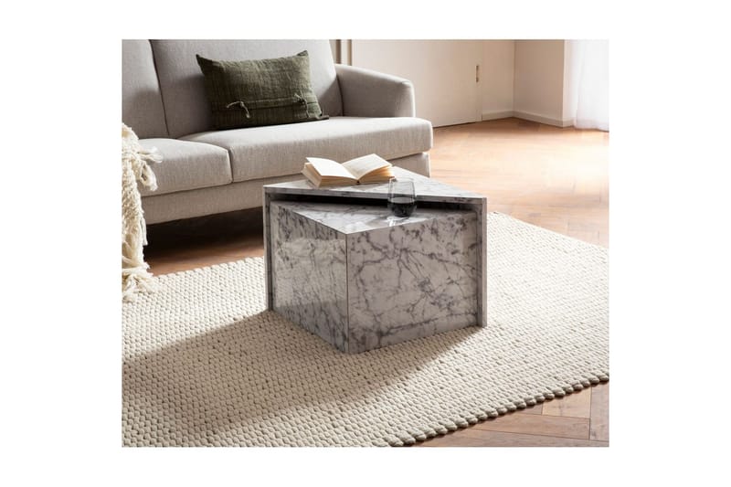 Sofabord Wohnling Sett av 2 MONOBLOC høyglans trekantet, moderne stil Marmor, Hvit - Marmor, Hvit - Møbler - Bord - Sofabord & salongbord - Kistebord
