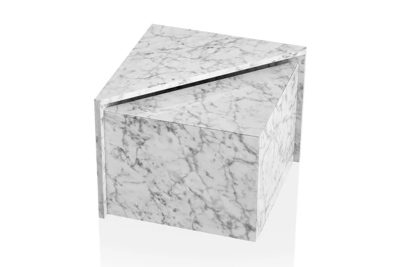 Sofabord Wohnling Sett av 2 MONOBLOC høyglans trekantet, moderne stil Marmor, Hvit, Marmor, Hvit
