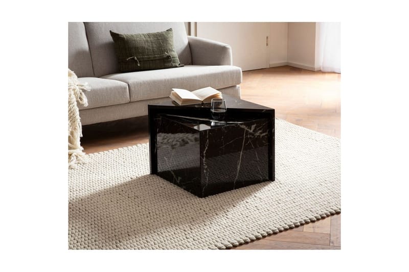 Sofabord Wohnling Sett av 2 MONOBLOC høyglans trekantet, moderne stil Marmor, Svart - Marmor, Svart - Møbler - Bord - Sofabord & salongbord