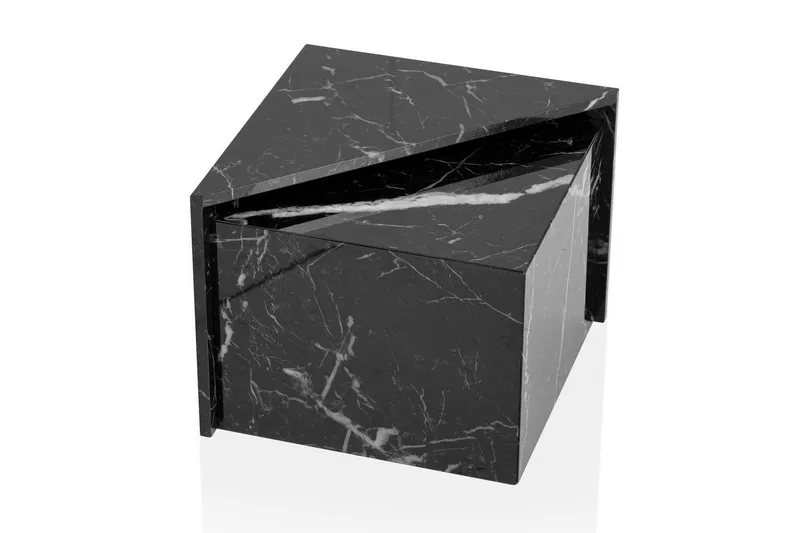 Sofabord Wohnling Sett av 2 MONOBLOC høyglans trekantet, moderne stil Marmor, Svart, Marmor, Svart