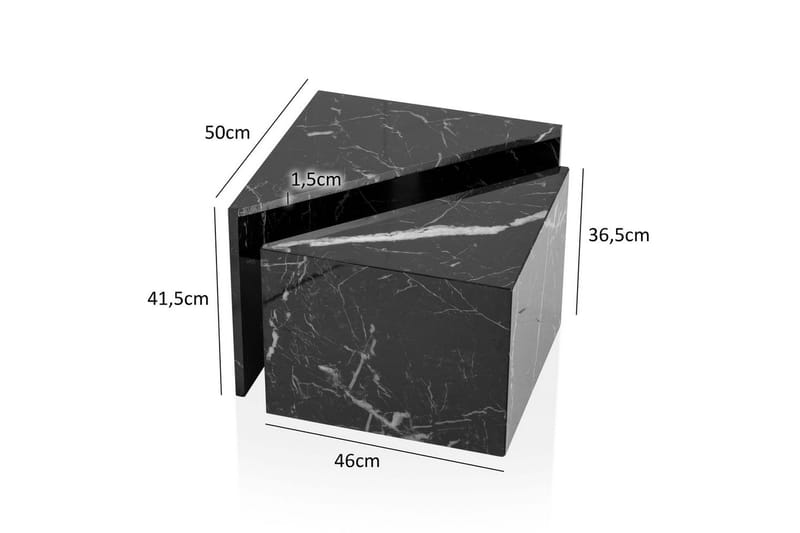 Sofabord Wohnling Sett av 2 MONOBLOC høyglans trekantet, moderne stil Marmor, Svart - Marmor, Svart - Møbler - Bord - Sofabord & salongbord - Kistebord